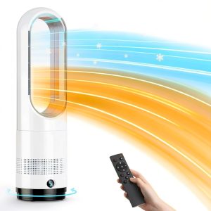 Ecocomfy Bladeless Tower Fan Heater White 22inch Cool+Heater-0