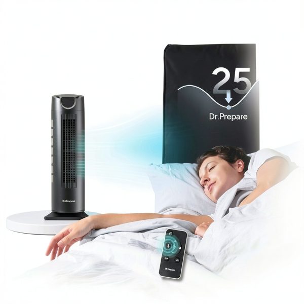 DR.PREPARE Tower Fan Bladeless Remote Control Quiet Cooling-3