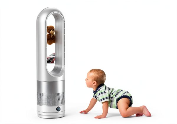 KIAMI Bladeless Tower Fan Silver Remote Control Cooling-2