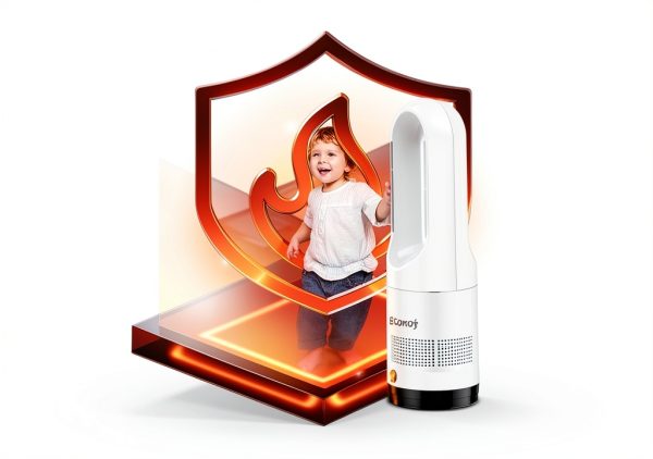 Ecocomfy Bladeless Tower Fan Heater White 22inch Cool+Heater-6