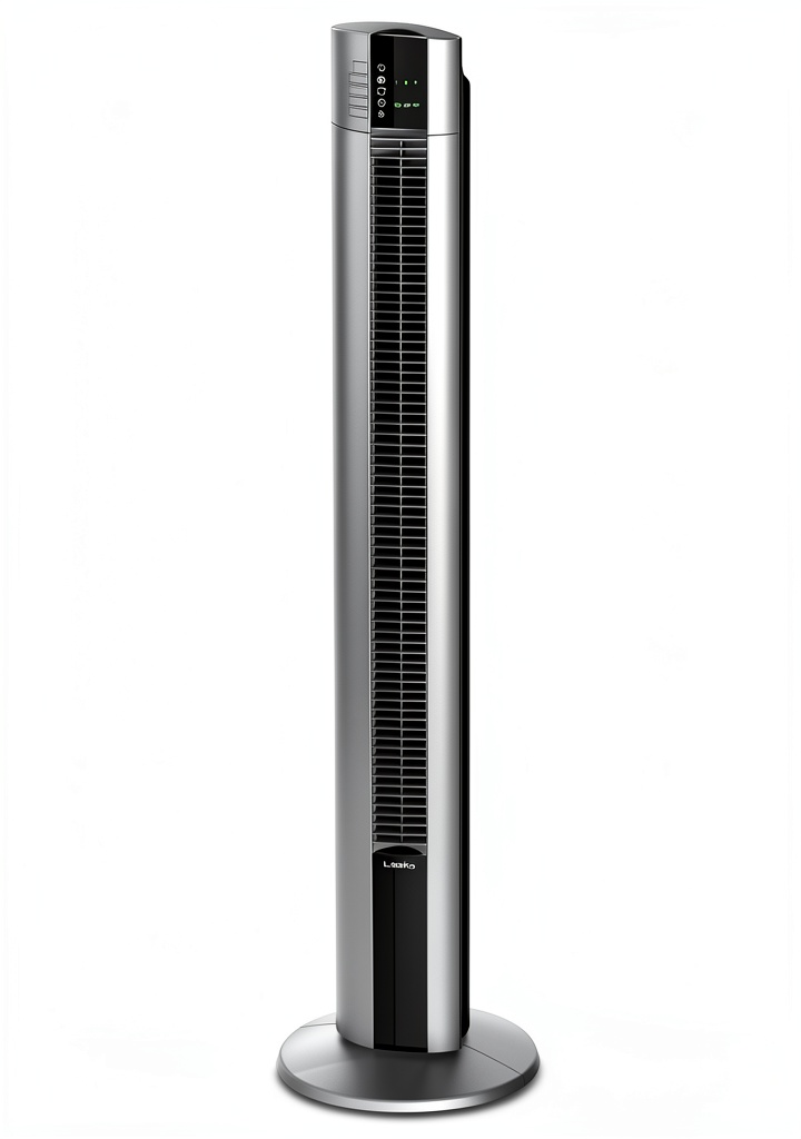 Lasko 48-inch tower fan in a modern bedroom setting