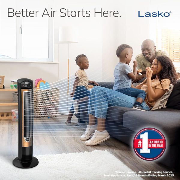 Lasko Tower Fan Black Modern Bladeless Oscillating Remote-1