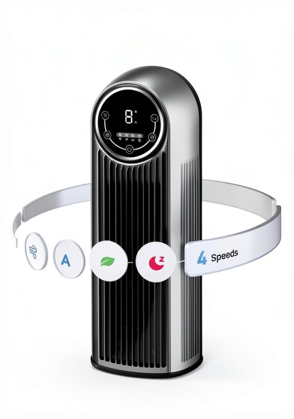 Dreo Nomad One Tower Fan Silver Quiet Remote Control-3