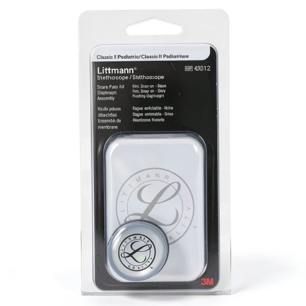 3M Littmann Stethoscope Spare Parts Kit – Classic II Pediatric Diaphragm Assembly, Includes Black & Gray Rim, Floating Diaphragm, 40012-0