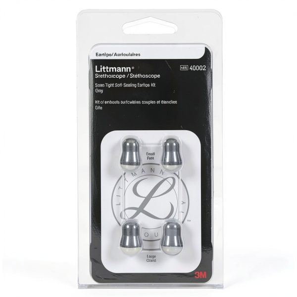 3M™ Littmann® Stethoscope Spare Parts Kit, Snap Tight Soft-Sealing Eartips, Grey, Large and Small, 40002-0