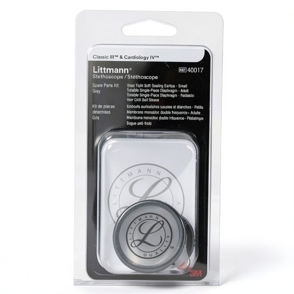3M Littmann Stethoscope Spare Parts Kit – Gray, Compatible with Classic III™, Cardiology IV™, CORE Digital, Includes Eartips, Adult & Pediatric Diaphragms, Non-Chill Bell Sleeve, 40017-0